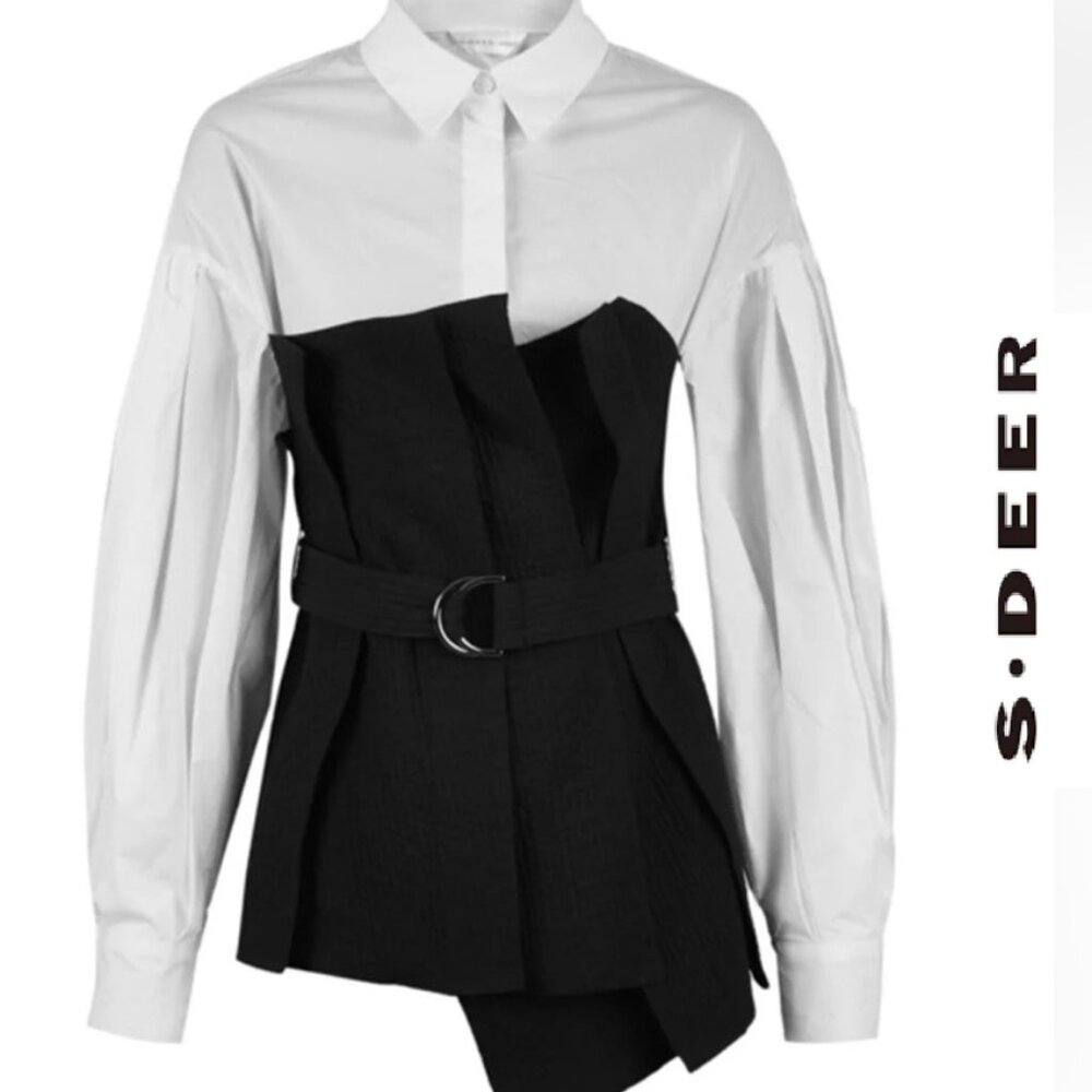 New S.deer / Concept Pleated Textured Blouse Shirt 
